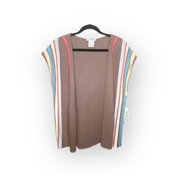 new LaRok ༄ Cashmere Waterfall Sweater Hoodie ༄ Warm Cocoa Brown Stripes ༄ L - Picture 5 of 16